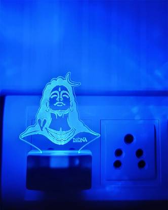 DIONA Shiva Adiyogi 3D Illusion LED Night Lamp Illusion 7 Colour Changing Night Light Home Decor Decorative Divine Desk Wall Lights Festival Gifts Night Lamp