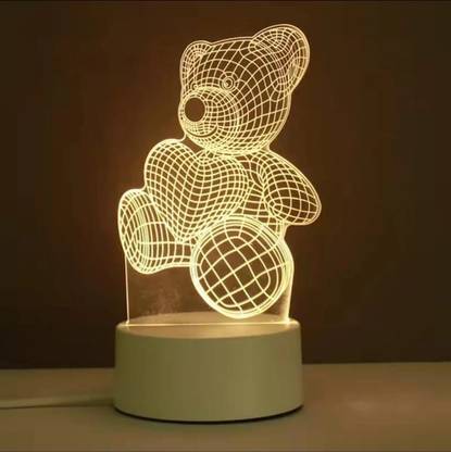 Raregets Teddy Bear Shape 3D illusion Night Lamp, Acrylic Lamp, Home Decor & Gift Item, Night Lamp