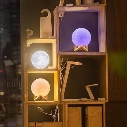 moonlamp MME PERSONALIZED Wireless 3 COLOURS REMOTE MOON LAMP ( 12 CM ) Night Lamp