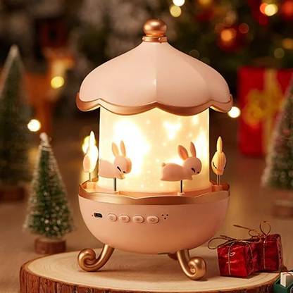harshiv Bunny Carousel Projector, 6 Set Films Rotating LED Lamp Kids Room Decor Night Lamp