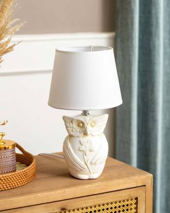 The Decor Kart 'Graceful Night' Owl Figurine Table Lamp - Off White Table Lamp
