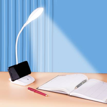 TOUCHWOOD Study, Desk/Table Lamp Light With Phone Holder, Rechargeable ,White Table Lamp