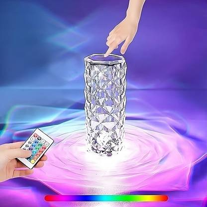 RETRIX Crystal Lamp Rose Diamond Lamp LED RGB 16 Colors USB Remote and Touch Control Night Lamp