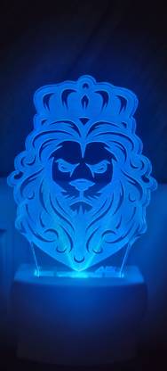 Omniverse Acrylic 3D Illumination Shaded Lion Night Lamp with Multicolor Color (12 cm) Night Lamp