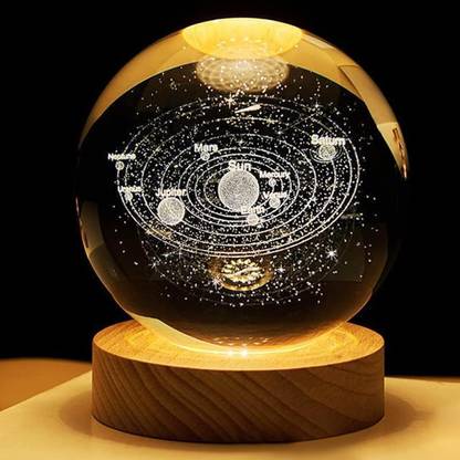 SHOPOGENIX Crystal Ball for Home Decoration 2.4inch 3D Solar System Crystal Ball Night Lamp Night Lamp
