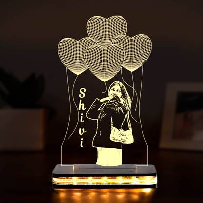 Viyapaari 3D Photo Frame Couples for Special Occasions Happy Birthday,Anniversary Night Table Lamp
