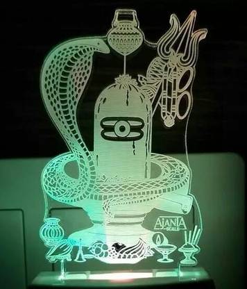 Saurav Jain Shiv Ling Nag Devta 3D Multi Colour Night Lamp (7 cm, Multicolor) Table Lamp