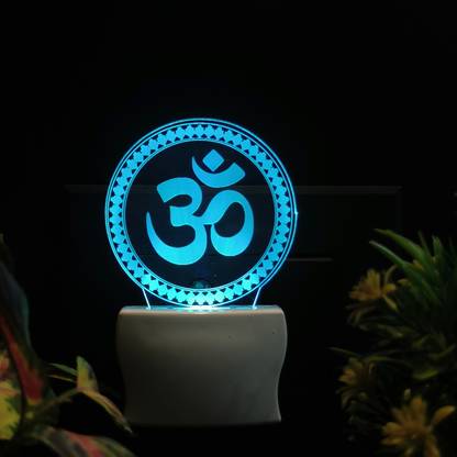 Sky Mart OM CHAKRA Acrylic 3D Illusion RGB 7 Colour Changing LED Plug n Play Night Lamp