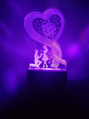 UNJIYA 3D lone you forever Night lamp for Home/Gift (Size 3 inch) Night Lamp