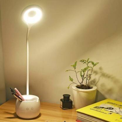 FIRSTLIKE Study Desk Light with 360 Degree Flexible, Modern Touch Control, Advanced Pen and Mobile Holder Design with Night Lamp Table Lamp(All in one Table Lamp) Study Lamp