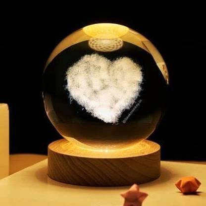 Crystal Ball Night Light | 2.4 inch | Heart Cloud