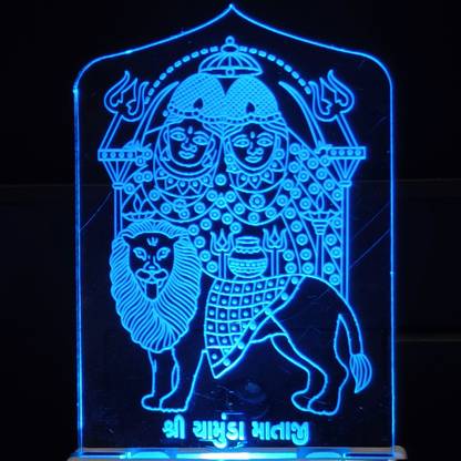 Red Robin CHAMUNDA MATAJI Acrylic 3D Illusion RGB 7 Colour Changing LED Plug n Play Night Lamp