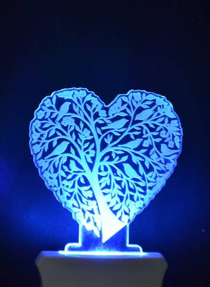 TrendyHouse The Heart With Tree 3D Illusion Night Lamp Comes with 7 Multicolor(PO1) Night Lamp