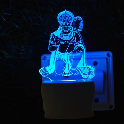 FROLIK HANUMANJI Acrylic 3D Illusion RGB 7 Colour Changing LED Plug and Play Night Lamp