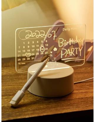 draval Acrylic Dry Erase LED Writing Message Board Night Light Stand with Pen all year Wall Calendar