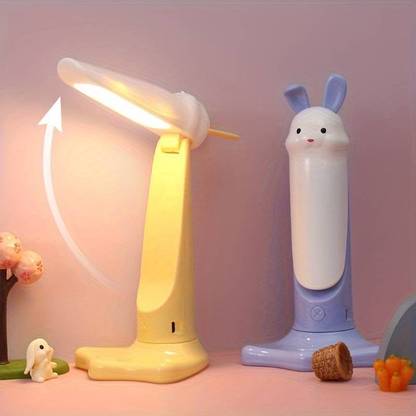 SaKha 1pc Cute Cartoon Folding Rabbit USB Rechargeable LED Desk Lamp Table Lamp