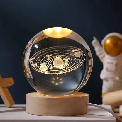 Foschini 3D Solar System Galaxy Engraved 3d Laser Crystal Ball Night Lamp