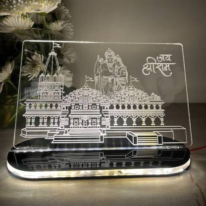 enchante Gifts 3D Hologram Ram Mandir Ayodhya Model Hologram Lamp Table Lamp