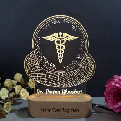 Shayona Personalized Doctor Logo and Name Engraving 3D illusion LED Table Lamp