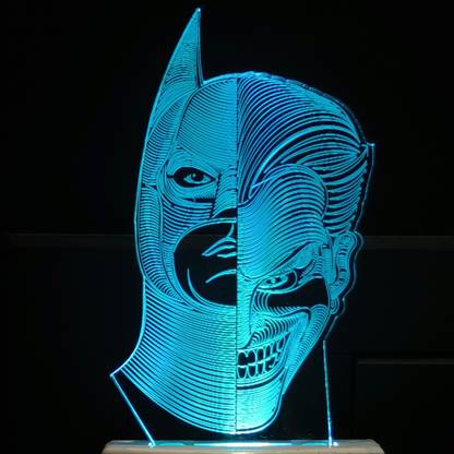 Gadgets World BATMAN JOKER Acrylic 3D Illusion RGB 7 Colour Changing LED Plug n Play Night Lamp