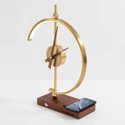 KDIndustries AURORA SMART LAMP with fast 15W wireless charger and silent clock Table Lamp