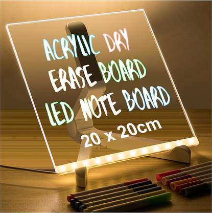 Pamidhar 3D Acrylic Writing Board with 12 Pen,LED Rewritable Acrylic Message Board Night Lamp
