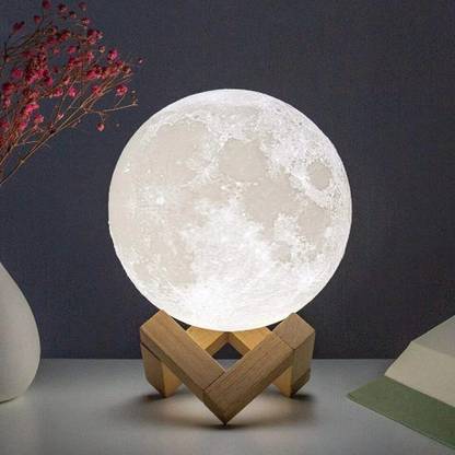 PrayaasEcom 3D Moon Rechargeable Table Night Lamp