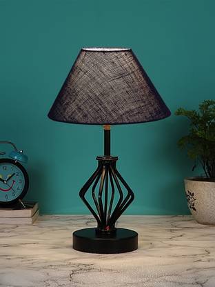 Devansh Blue Jute Table Lamp With Iron Base Table Lamp