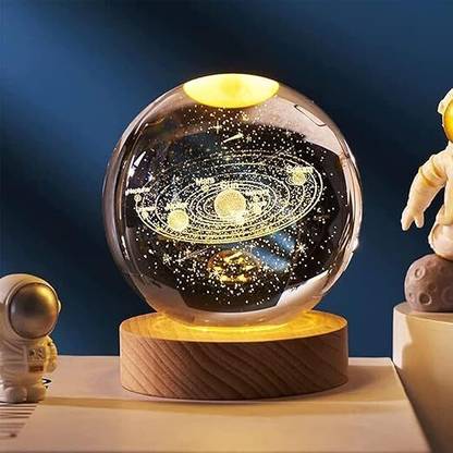 FOKRIM 3D Solar Planet Crystal Rechargeable Night Lamp Night Lamp