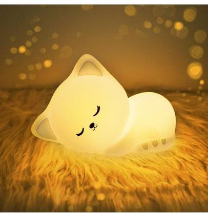 TechKing Soft Silicone USB Rechargeable Cute Cat Lamp Night Lamp