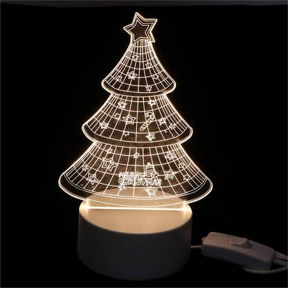 GTC 3D Acrylic Night Light LED Rechargable and USB Powered Xmas Tree Christmas Tree Table Lamp