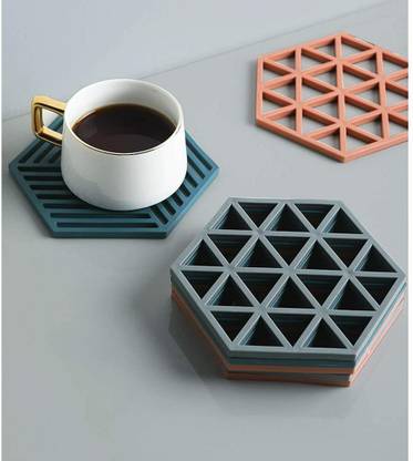 SIYANSHU Hexagon Reversible Rubber Coaster Set