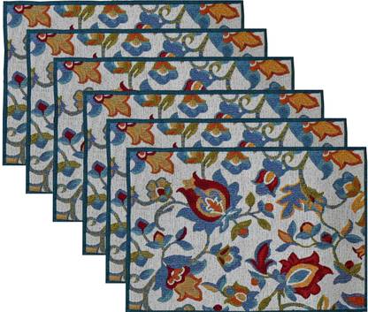 PRAKARTIK Rectangular Pack of 6 Table Placemat