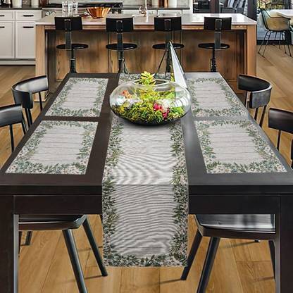 PRAKARTIK Green, White 135 cm Table Runner