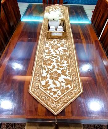 Saksham Enterprises Gold 178 cm Table Runner