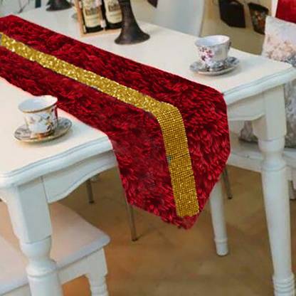 Catchyx Cart Red, Gold 150 cm Table Runner