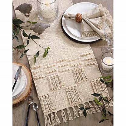 aaho decor Beige 183 cm Reversible Table Runner