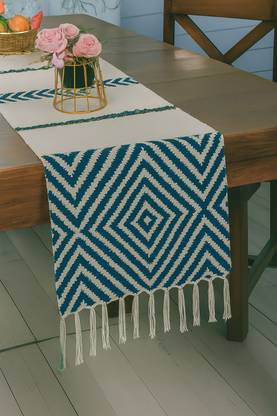 HARIKISHAN HANDLOOM Blue 182 cm Table Runner