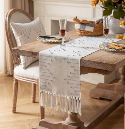 ALSTONIA Grey, White 180 cm Table Runner