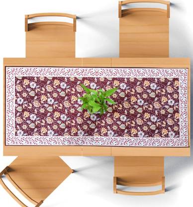 Clothloom Maroon, White 91 cm Table Runner