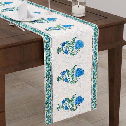 Blocks Of India Beige, Blue 182 cm Table Runner