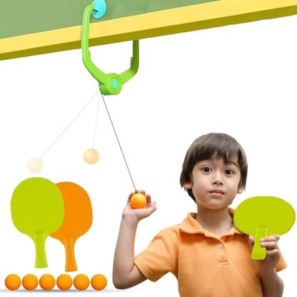 Dherik Tradworld Hanging Table Tennis Self Training Indoor Gaming 2 Racket & 5 Practice Ball Stationary Indoor Table Tennis Table