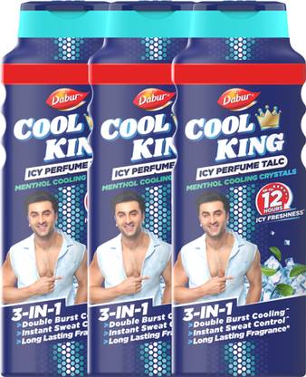 Dabur Cool King Icy Perfume Talc |Instant Sweat Control |Upto 12hrs of Icy Freshnesss