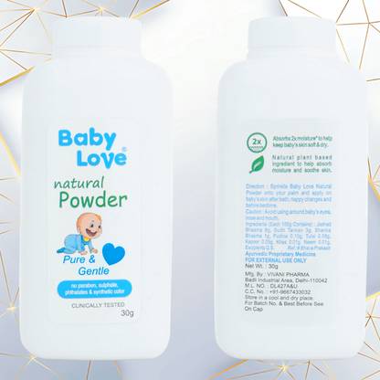 Baby Love Natural Powder Pure & Gentle | Baby Powder Fragrance-Free, Gentle Formula