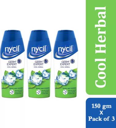 NYCIL Germ Expert Cool Herbal Prickly Heat and Cooling Powder ( Pack of 3)
