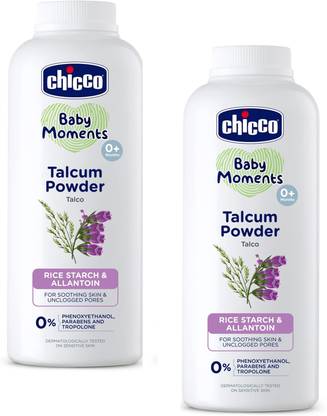 Chicco Baby Moments Talcum Powder with Natural Ingredients (300g) Pack of 2