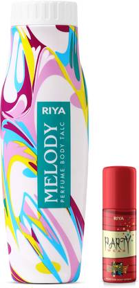 RIYA MELODY Perfume Body Talc Floral Citrus Mild Long-Lasting Fragrance 300 Gram With 40 ML Partywear Deodorant