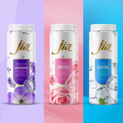 JIA Ice Cool,Lavender and Rose Talc Powder (pack of 3)