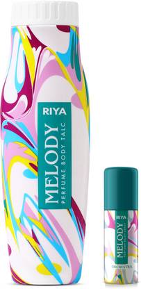 RIYA MELODY Perfume Body Talc Floral Citrus Mild Long-Lasting Fragrance 300 Gram With 40 ML Melody Deodorant