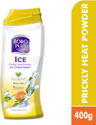BOROPLUS Prickly Heat Powder Icy Citrus Blast, Ayurvedic With Neem and Tulsi